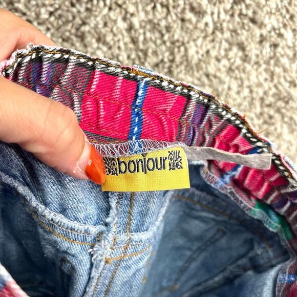 Vintage BonJour High Rise Blue and Red Plaid Patchwork Jeans in Size 6 - Picture 5 of 8